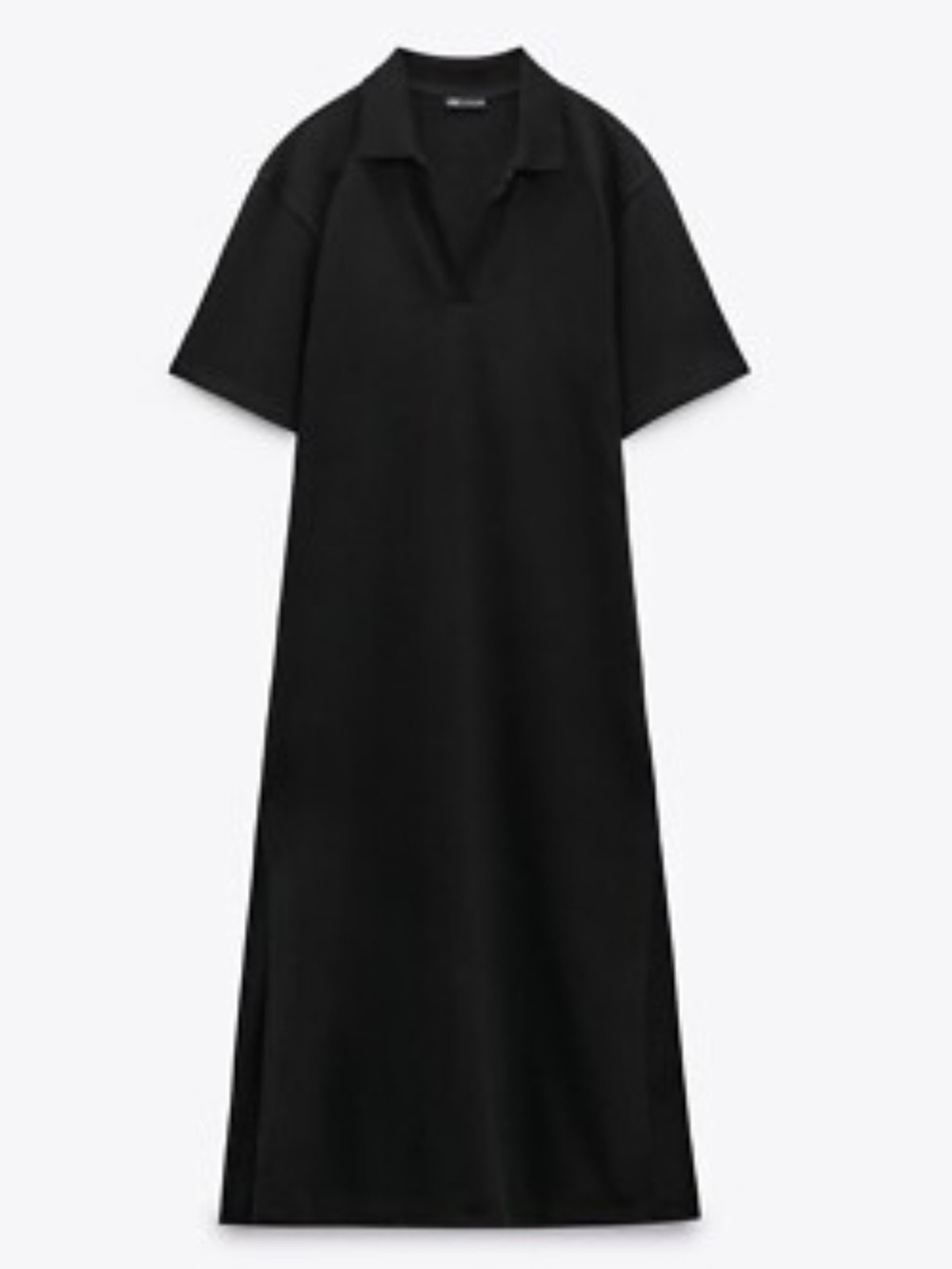 Zara Black Collared Midi Dress(Size Large)